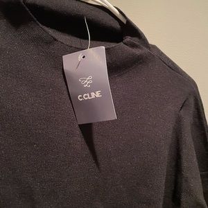 NWT C.Cline Black Long Sleeve Shirt top Solid S